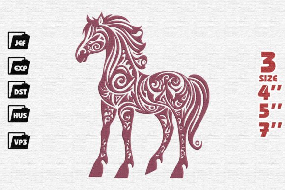 Ornate Tribal Horse Embroidery Design Review